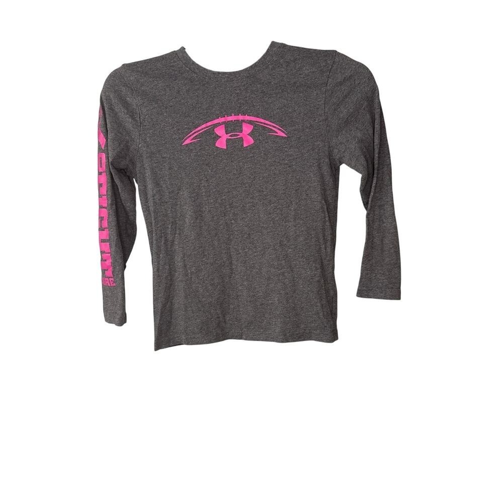 Under Armour Gray‎ and Pink Long Sleeve Tee Youth Small